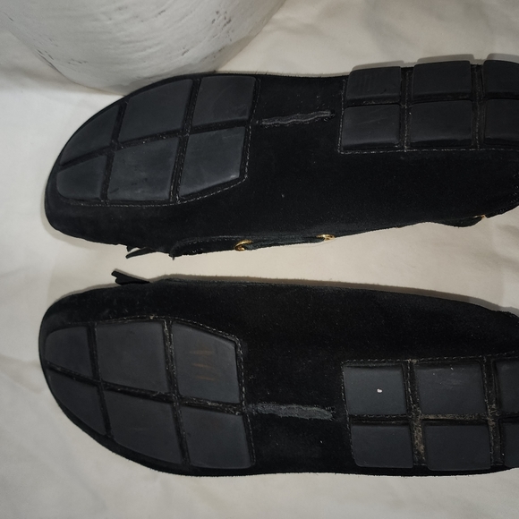 Tory Burch Alexandra Black Suede Leather Logo Driving Moccasin Slipper Sz 7.5 M - Picture 9 of 12